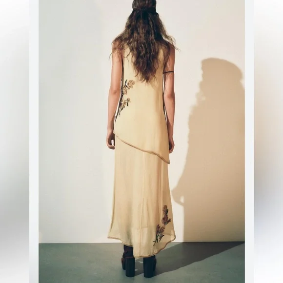 ZARA EMBROIDERED FLOWER TOP DRESS ZW COLLECTION
